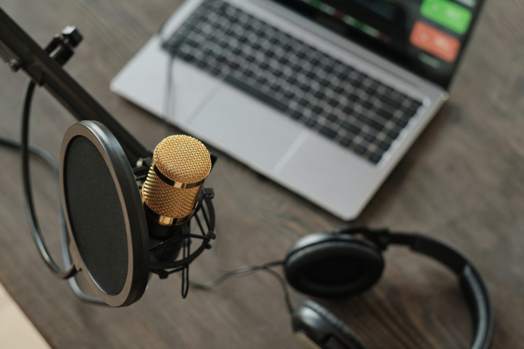 Microphone in recording studio